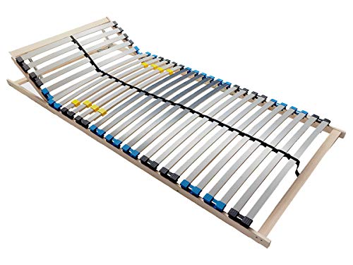 BMM Lattenrost 140x200 cm Standard 28 Leisten/Kopfteilverstellung/TÜV Zertifiziert/7 Zonen/Selbstmontage/für alle Matratzen/Höhe 10 cm/Lattenroste produziert in Deutschland