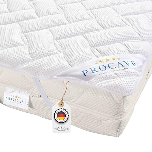 PROCAVE Matratzenauflage Lyocell-Tencel versteppt, Matratzenschoner mit 4-Eckgummis, Matratzen-Spannauflage 100% aus Deutschland, Matratzenschutz in 200x220 cm