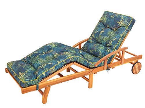 Bjird Liegenauflage, Auflage für Gartenliege 200 x 55 x 8 cm, Auflagen für Deckchair, Polsterauflage für Sonnenliege, Kissen für Liegestuhl, gesteppt - Grüne Wiese