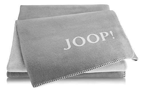 Joop!® Uni-Doubleface I flauschig-weiche Kuscheldecke Graphit-Rauch I Wohndecke aus Baumwollmischgewebe in grau I Tagesdecke 150x200cm | nachhaltig produziert in Deutschland I Öko-Tex Standard 100