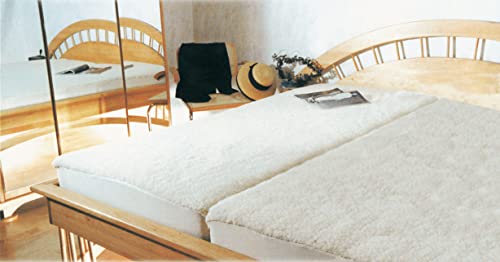 Dukal, hochwertiges Unterbett aus Schafschurwolle/Lammfell, aufzuziehen wie EIN Spannbettlaken (für den perfekten Halt), Maße: 90-100 x 200 cm