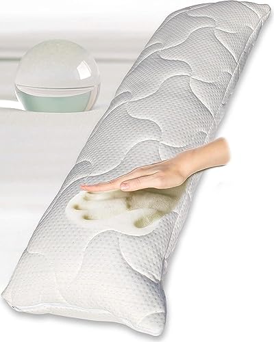 Traumreiter Seitenschläferkissen Visco Gel, schweres Memory Foam Schwangerschaftskissen, Gel Stillkissen XXL langes Body Pillow Kissen Komfortkissen, Höhe & Festigkeit verstellbar