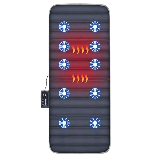 COMFIER Elektrische Massagematte zur Ganzkörpermassage, Vibrationsmassagematte mit 10 Motoren, 2 Therapieheizkissen, 5 Massage-Modi und 3 Vibrationsstärken, Massagegerät mit Wärmefunktion,Geschenk