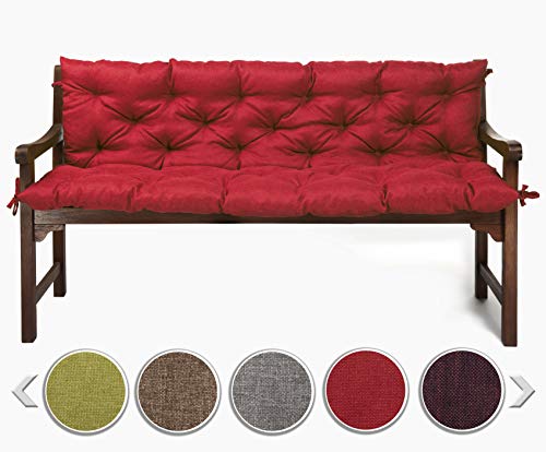 sunnypillow Bankauflage Stuhlkissen Bankkissen 170 x 50 x 50 cm Sitzkissen und Rückenkissen für Hollywoodschaukel Polsterauflage Auflage für Gartenbank viele Farben und Größen zur Auswahl Rot