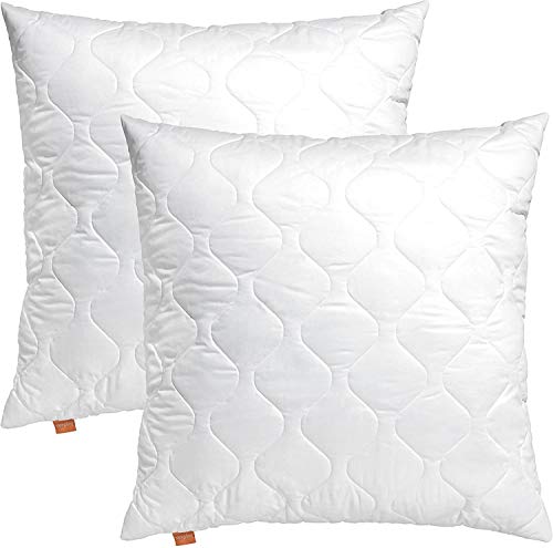 sleepling 2er Set Kopfkissen Komfort 300, Kissen aus 100% Baumwolle Satin, höhenverstellbar, Größengarantie, Füllmengengarantie, 60 Grad, Ökotex 100, 50 x 50 cm, weiß