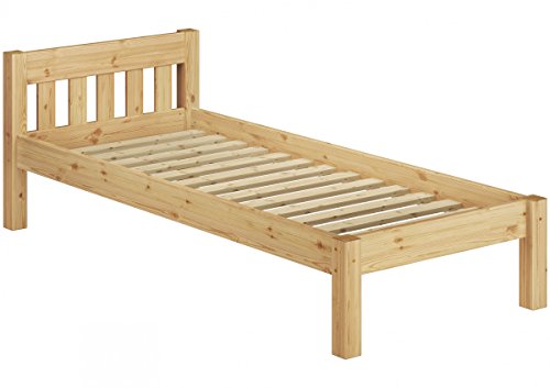 Erst-Holz® Kinderbett kurzes Bett Jugendbett 90x190 Kiefer Natur Massivholzbett Rollrost 60.38-09-190