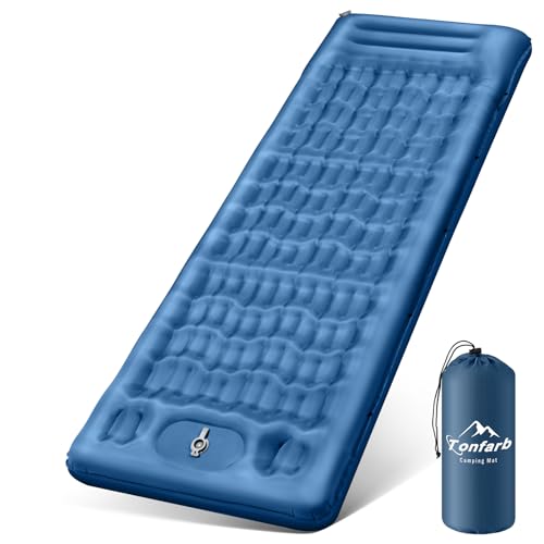 Tonfarb Isomatte Camping Selbstaufblasend, 12CM Verdicktes Aufblasbare Matratze mit Fußpresse Pumpe, Kleines Packmaß Wasserdicht Luftmatratze Outdoor, Anti-Ripstop Schlafmatte für Wandern und Strand