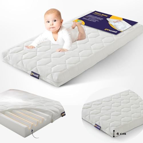 gowoll Baby Matratze 70x160 cm aus Kaltschaum mit Anti-Erstickungskanal 6 cm Höhe Kindermatratze für Babybett Kinderbett Hausbett und Reisebett (Wave Baby)