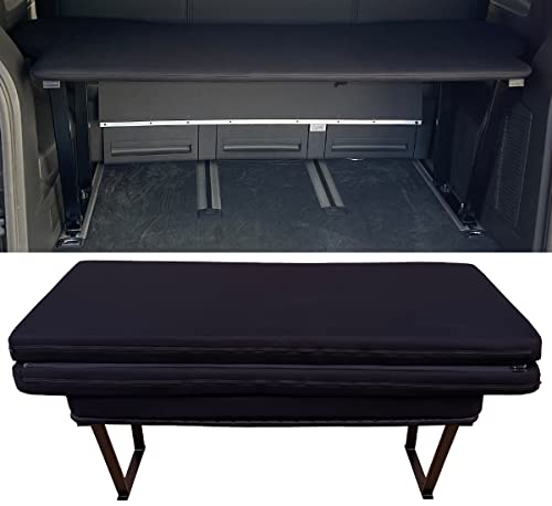 BREMER SITZBEZÜGE Multiflexboard kompatibel mit VW T5 T6 T6.1 Multivan Bettverlängerung Camper 2003-2021 Schlafauflage Höhe 51cm inkl. Konsolen & Klappmatratze Uni Schwarz