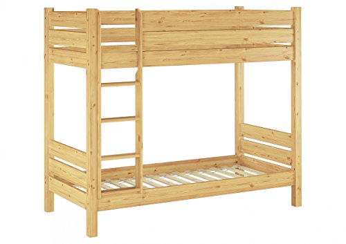 Erst-Holz Etagenbett extra stabil 100x220 Ueberlaenge, Nische 100, mit 2 Rollroste 60.16-10-220