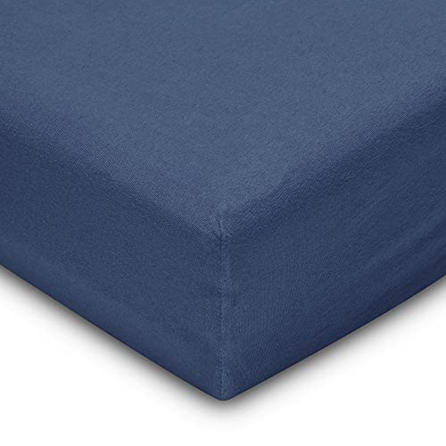 Flowen Spannbettlaken 120x190 cm Mikrofaser Spannbetttuch Marineblau für Bett Atmungsaktive Hypoallergene Bettlaken Anti-Milbe Leicht Weich und Knitterfrei mit 30 cm Tiefe Tasche Maschinenwaschbares