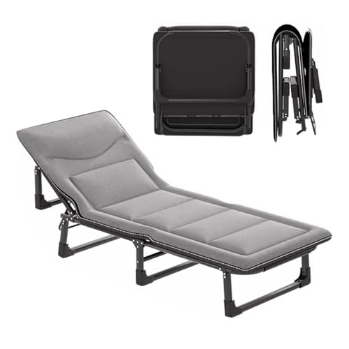 Campingbett Klappbar Leicht mit Matratze Bis 200 kg, Klappbett Campingbett mit Verstellbarer Rückenlehne, für, Indoor, Outdoor, Strand und Garten(190x70CM)