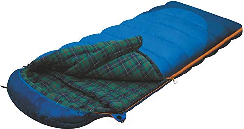 ALEXIKA Camping & Outdoor Schlafsack Tundra Plus, rechte Reißverschluss Deckenschlafsacke, blau/Kariertes grün