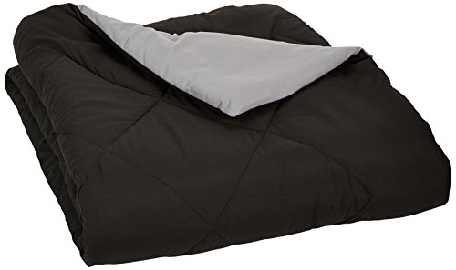 Amazon Basics Wende-Steppdecke, Mikrofaser, Grau/Schwarz, 220X240cm