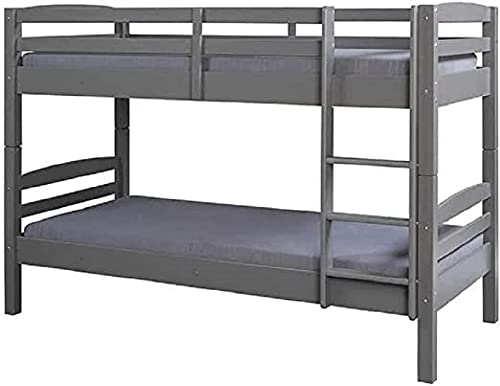 Inter Link – Etagenbett – Hochbett – Jugendbett - Rausfallschutz – Stockbett – Kinderbett – Mit 2 Lattenroste – Kiefer massivholz – Lavus - Grau lackiert – 90x200 cm