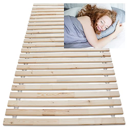 Wolkenland Premium Rollrost Rolllattenrost für Ihr Bett – Lattenrost – stabile 2 cm dicke Holzlatten bis 400 kg belastbar – 4 Größen zur Wahl – für erholsamen Schlaf (140 x 200 cm 23 Latten)