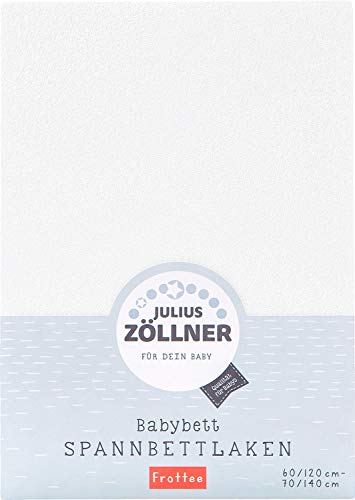 Julius Zöllner Frottee Spannbettlaken für Baby- & Kinderbett, 60x120cm bis 70x140cm, STANDARD 100 by OEKO-TEX, weiß