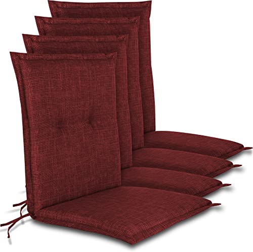 normani 4er-Set Stuhlauflagen Niedriglehner - Pflegeleichte Gartenstuhlauflage aus pflegeleichtem und wasserabweisendem Material 100x50 cm Farbe Rot