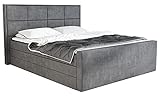 GREKPOL Zeus Amerikanisches Bett, 230x160cm, Polyester, Boxspring, Zwei Bonnell-Matratzen, VISCO-Schaum-Topper, Zwei Bettkästen, komfortabel, elegant140