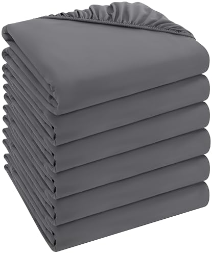 Utopia Bedding - 6er Set Spannbettlaken 90 x 200 cm - Grau - Gebürstete Mikrofaser Spannbetttuch - 35 cm Tiefe Tasche