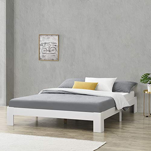 [en.casa] Holzbett Raisio 120x200 cm mit Lattenrost Bettgestell Bett Kiefernholz Massiv Jugendbett Einzelbett Gästebett Weiß