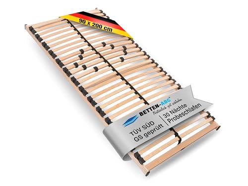 Betten-ABC Max 1 NV Lattenrost zur Selbstmontage, mit 28 Leisten und Mittelzonenverstellung, für alle Matratzen geeignet, 90 x 200 cm