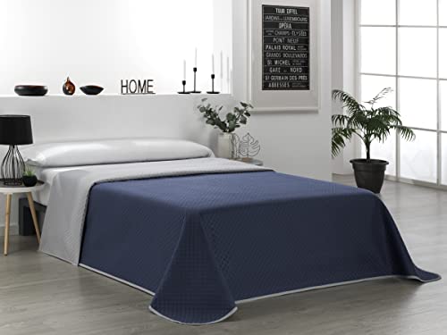 Martina Home Tagesdecke, wendbar, 100% Polyester, Grau, Blau, Bett 105 cm