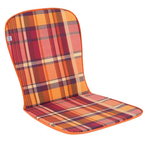 PATIO Stuhlauflage Niedriglehner 89 x 44 cm Sam Monoblock Auflage Sitzkissen mit Schnüren rot orange kariert