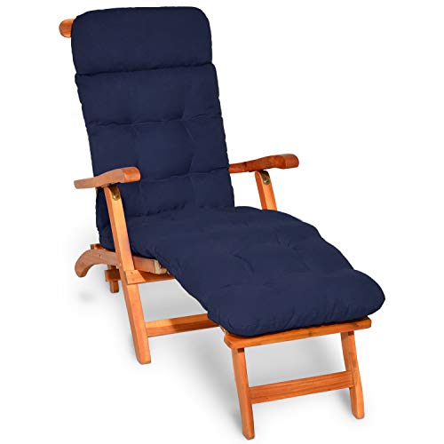 Beautissu Auflage für Deckchair Flair DC 200x50x8cm Liege-Stuhl Polster-Auflage mit Schaumflockenfüllung Dunkelblau