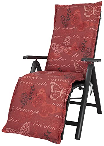 Kettler Polen KETTtex 2386 Auflage Relaxliege Bali rot Schmetterlinge 170x49x8 cm (ohne Stuhl)