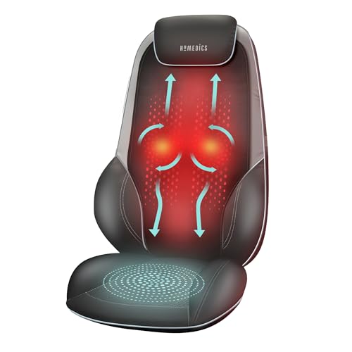 HoMedics ShiatsuMax 2.0 — Elektrisch beheiztes Shiatsu-Rückenmassagegerät mit Fernbedienung, tiefgekneteter Massagesessel — Grau, 1 Stück