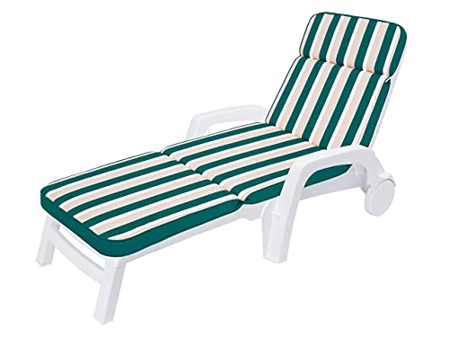 Bjird® Liegenauflage, Auflage für Gartenliege 190 x 57 x 5 cm, Auflagen für Deckchair, Polsterauflage für Sonnenliege, Kissen für Liegestuhl - Grün mit Beigen Streifen