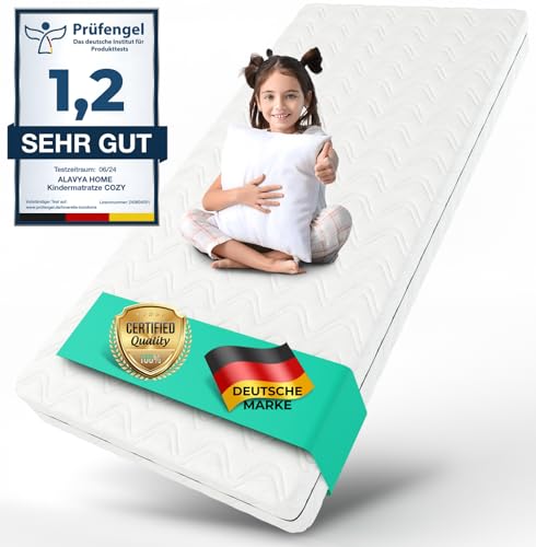 ALAVYA HOME® Kindermatratze 80x180 cm ohne Spannbettlaken 10 cm hoch I CertiPUR zertifizierter Kaltschaum mit waschbarem Bezug I Hochwertige Matratze für Kinderbett Jugendmatratze 180x80 I Made in EU