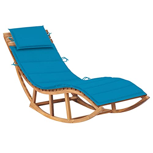 WRJENFSC Schaukelliege Layout Stuhl Strand-Loungesessel Pool-Stühle Liegestühle für draußen mit Auflage Massivholz Teak Geeignet für Strand, Terrasse, Hinterhof, Pool, Außenbereich