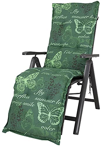 Kettler Polen KETTtex 2387 Auflage Relaxliege Bali grün Schmetterlinge 170x49x8 cm (ohne Stuhl)