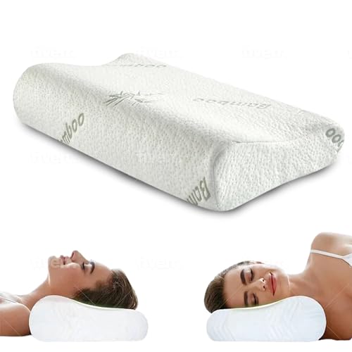 ENGRUPPE Orthopädisches Nackenstützkissen aus Memory Foam - ergonomisches Kopfkissen, Anti-Schnarch-Kissen für Seitenschläfer, Bauchschläfer & Rückenschläfer, Pilow, 60cm x 40cm x 12cm