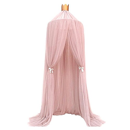 xtsfx Betthimmel Baldachin Babybett, 100% Polyester Gewebe Romantischer Baldachin, Moskitonetz für Kinder zum Lesen, Spielen, Zelt, Hängevorhang für Babys, Schlafzimmerdekoration (Pink)