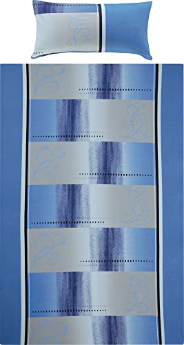 Erwin Müller Bettwäsche, Bettgarnitur Single-Jersey blau Größe 135x200 cm (40x80 cm) - anschmiegsame Qualität, bügelfrei, pflegeleicht, mit praktischem Reißverschluss (weitere Größen)