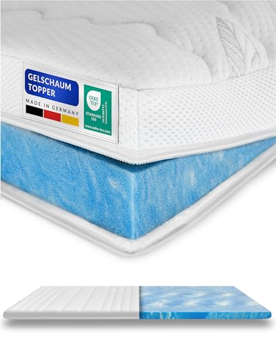 Premium Gelschaum-Topper 90x220cm mit RG 50 - Hochwertiger Lyocell-Bezug - Antirutschfunktion - Umlaufendes Klimaband - Qualität Made in Germany - Gel-Topper 90x220