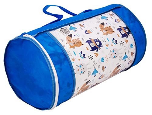 Best For Kids Kinderbettmatratze, Babymatratze 70x140 cm Kinder Rollmatratze mit Reisetasche - Bezug 100% kuschelweiche Baumwolle Blau Waldtiere