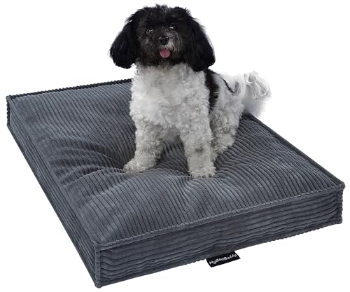 MyBestBuddy Hundekissen Visco grau 90x70 cm XL mit POSO-Cord Stoff mit Viscoseschaum und Komfortschaum-Flocken, 40°C waschbar - Hundebett/Haustierbett für große Hunde, 90 x 70 cm