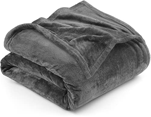 Utopia Bedding Kuschelige Fleecedecke Weiche, leichte, warme Flauschige Decke Kuschelige und atmungsaktive Decken für Bett Sofa Couch (220x240 cm), Grau