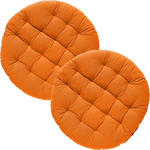 REDBEST Stuhlkissen, Stuhlauflage, Sitzkissen Uni 2er-Pack orange, Größe rund: 37 cm Ø - gesteppt, mit glatten, strapazierstarkem Gewebe (weitere Farben)