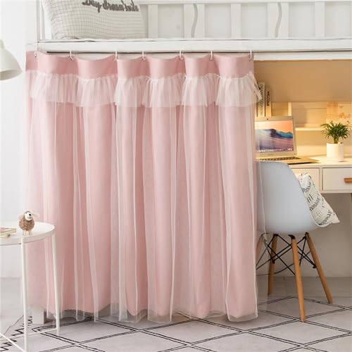Treer Bettvorhang Hochbett Etagenbett, Blackout Vorhänge Staubdicht Betthimmel Hochbett Etagenbett Kinder Bettzelt Schlafsaal Bettvorhänge für Studentenwohnmein Kinderzimmer (1.5x2M,Rosa)
