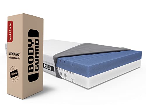 Bodyguard bett1 Anti-Kartell-Matratze 140x190. Deutschlands meistgekaufte Matratze (2in1 Liegehärten Mittelfest & Fester, Bezug 60°C waschbar, Oeko-TEX 100, Ergonomiemodule, QXSchaum)
