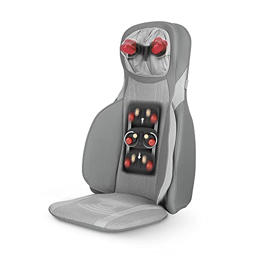 medisana MC 826 Shiatsu-Massagesitzauflage, Massagegerät mit Wärmefunktion, Akupressur & Klopfmassage, 3 Intensitätsstufen, Pflegeleicht, Massagesitzauflage für Nacken und Rückenmassage, Grau