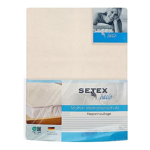 SETEX Molton Matratzenschutz, 180 x 200 cm, Eckgummis, Matratzenschoner aus 100 % Baumwolle, Basic, Naturfarben