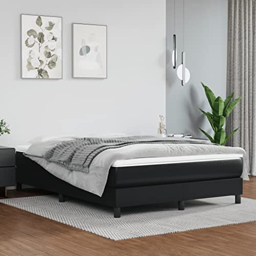 Homgoday Boxspringbett Bettgestell Bettrahmen Einzelbett | Doppelbett Rahmenbettgestell Jugendbett Gästebett Bett für Schlafzimmer Schwarz 140x190 cm Kunstleder