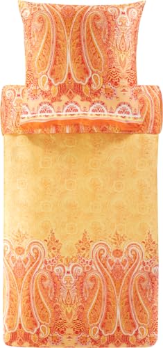 Bassetti MERGELLINA Bettwäsche + 1 Kissenhülle aus 100% Baumwollsatin in der Farbe Orange O1, Maße: 135x200 cm - 9327388