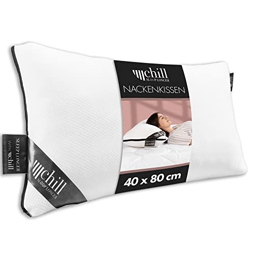 chill SLEEPLONGER Nackenkissen Kopfkissen 40x80 cm - Schlafkissen Atmungsaktiv & Waschbar & 100% Vegan - Nackenstützkissen Orthopädisches Kissen gegen Kopfschmerzen & Nackenschmerzen